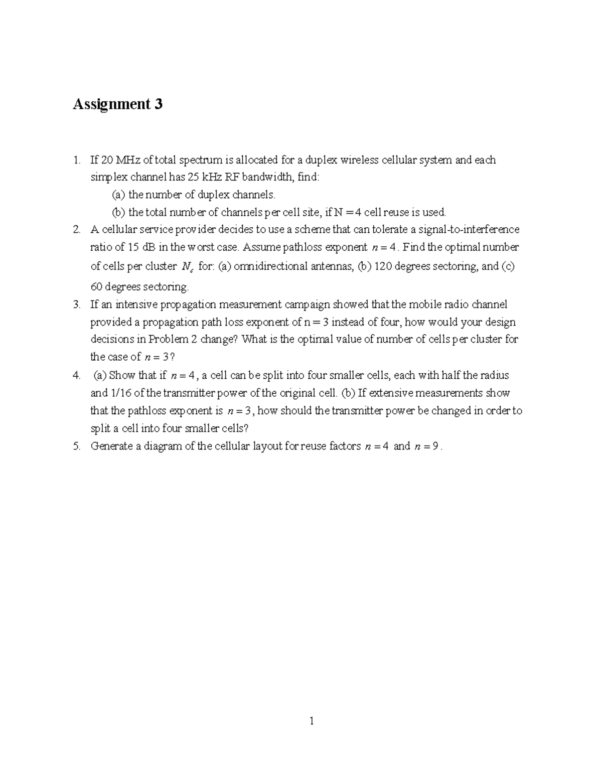 Assignment 3: Duplex Channel Analysis & Cellular Design (Course Code ...