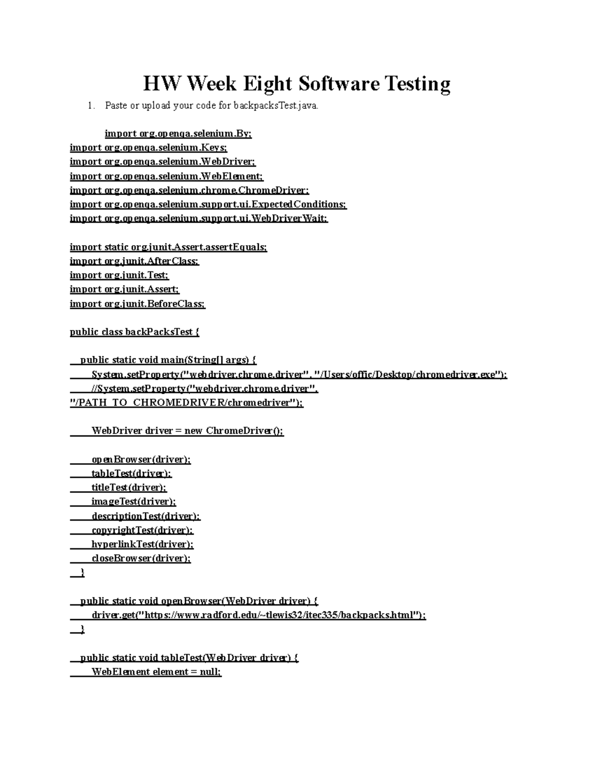 Homework 8: Software Testing with Selenium and JUnit - Studocu