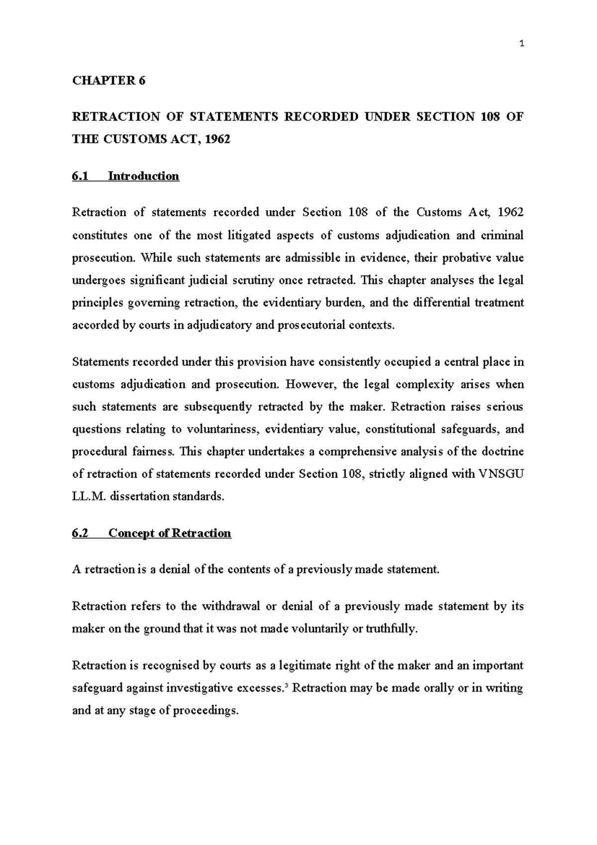 CH 6: Retraction of Statements Under Section 108 of the Customs Act ...