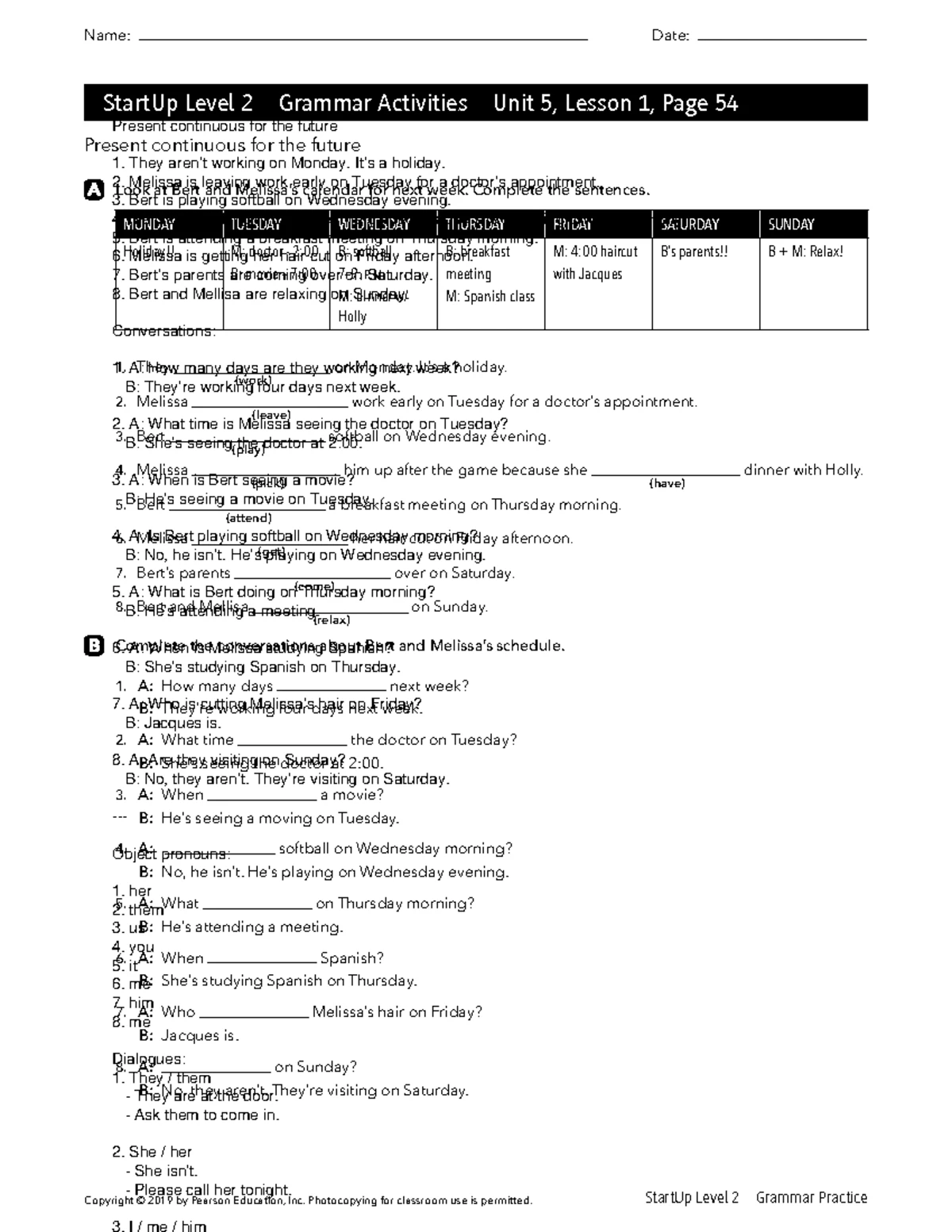 StartUp Level 2 Grammar Activities: Units 7 & 8 Review - Studocu