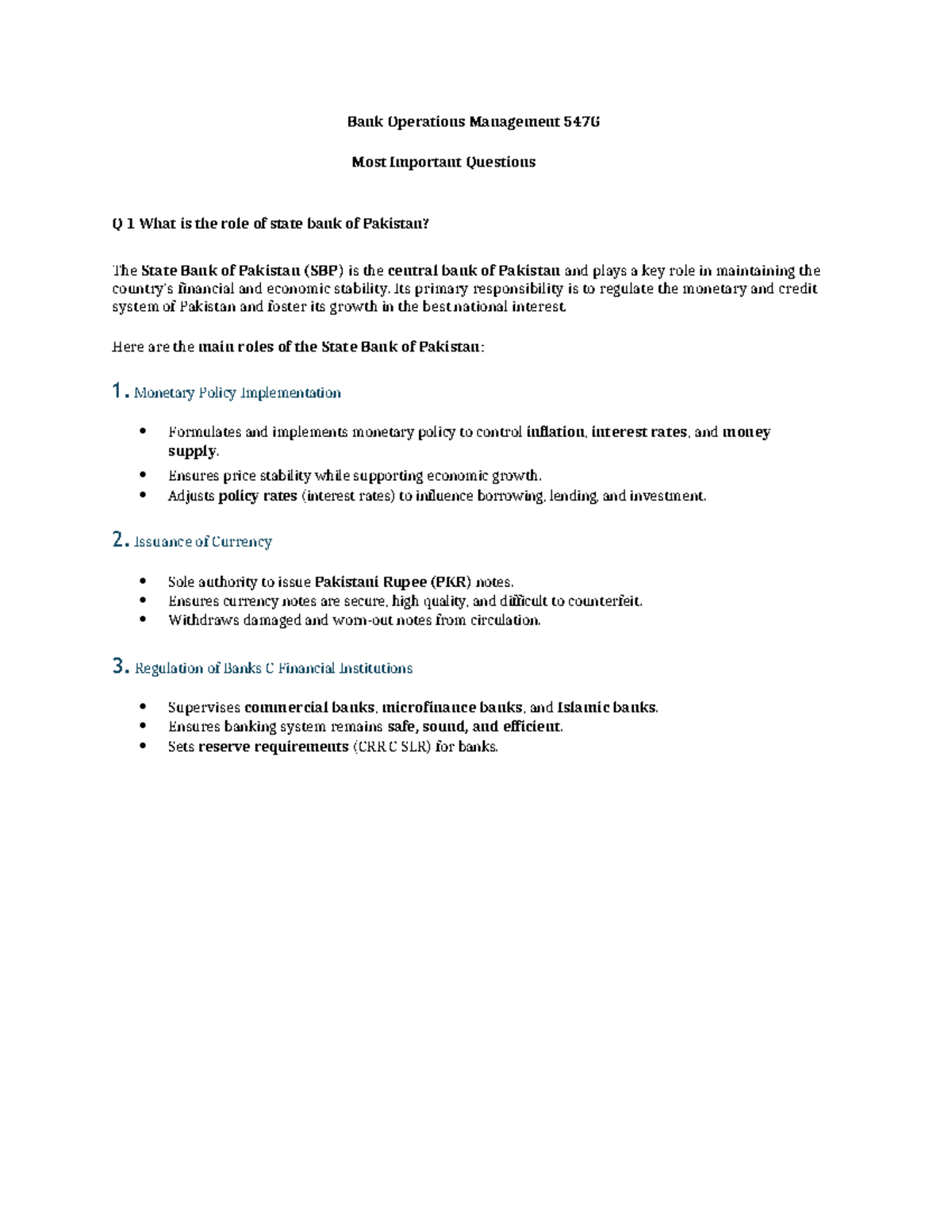 547G Bank Operations Management: Key Questions & Insights - Studocu