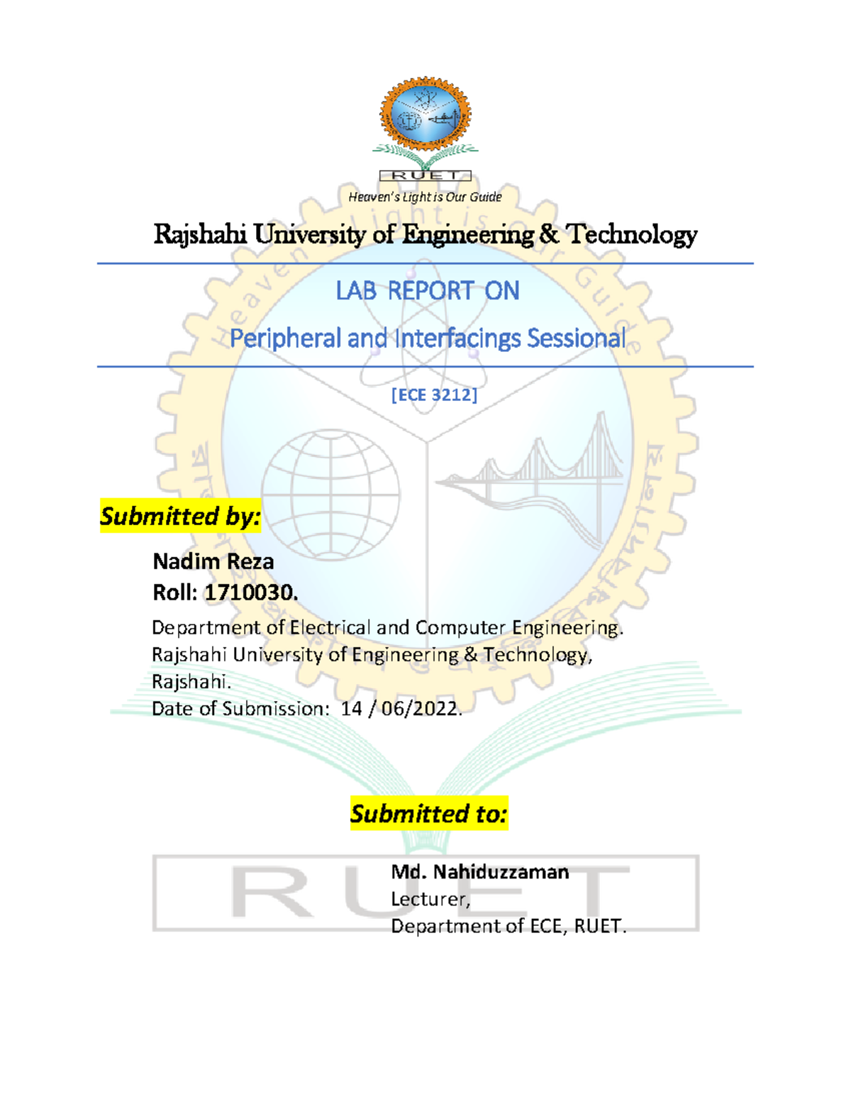 Lab Report on Peripheral & Interfacing (ECE 3212) - Studocu
