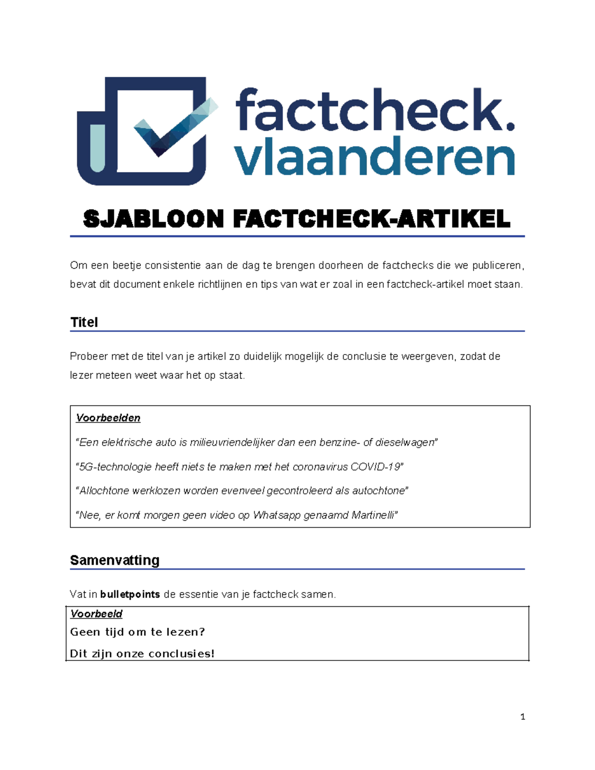Sjabloon voor Factcheck Artikelen in Vlaanderen: Richtlijnen en Tips ...