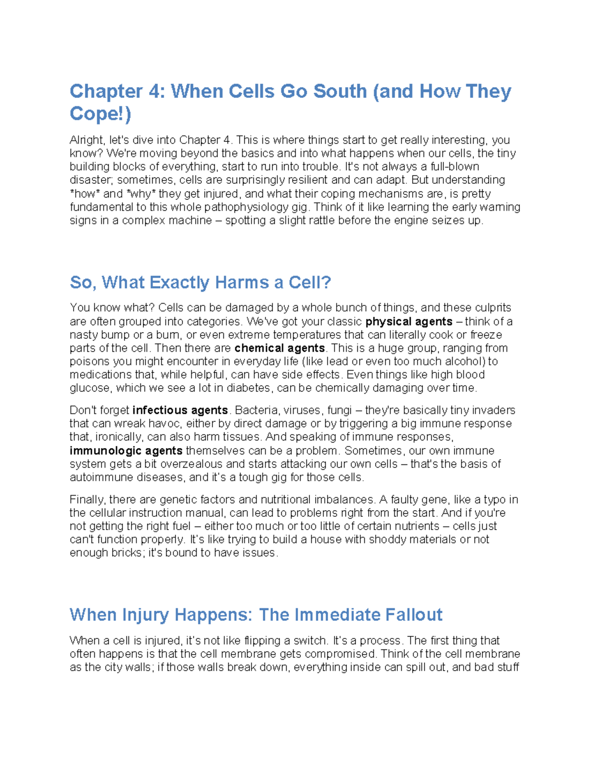 Pathophysiology Chapter 4 Review: Cell Injury and Adaptation - Studocu