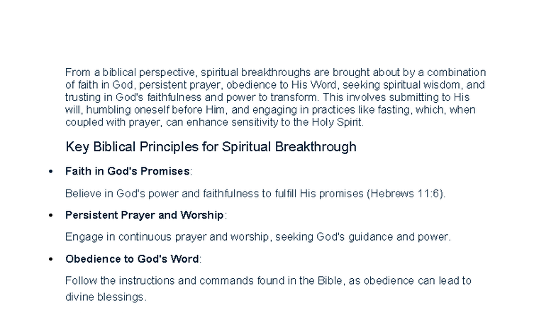 Spiritual Breakthrough: Key Principles and Practices for Growth - Studocu