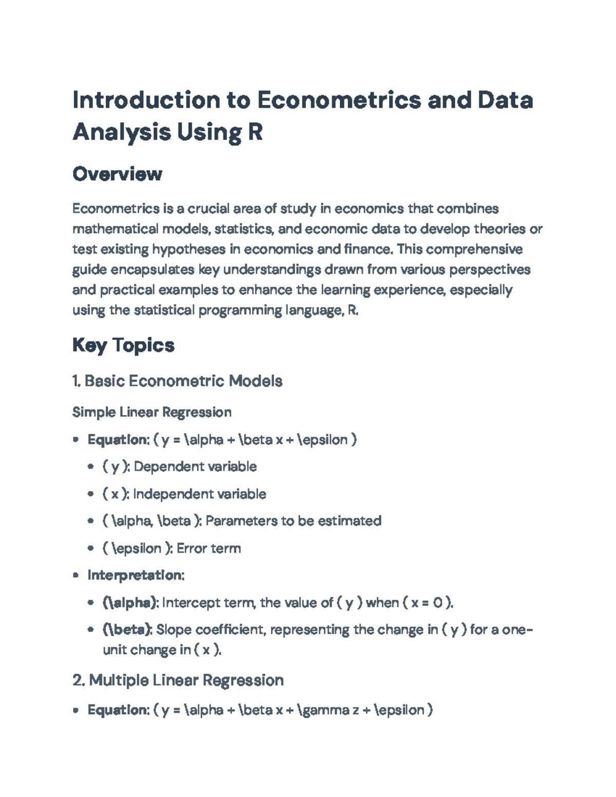 Introduction to Econometrics & Data Analysis in R (ECON 140 ...