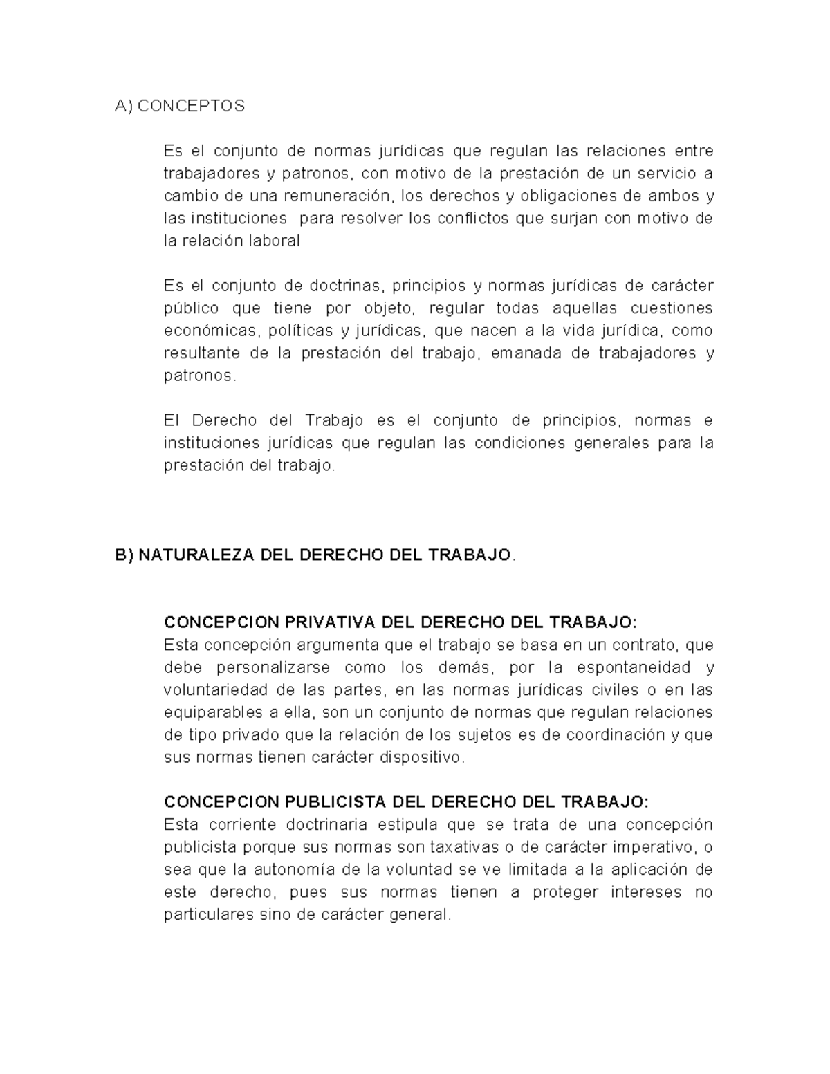 Derecho del Trabajo: Conceptos y Principios Fundamentales - Studocu