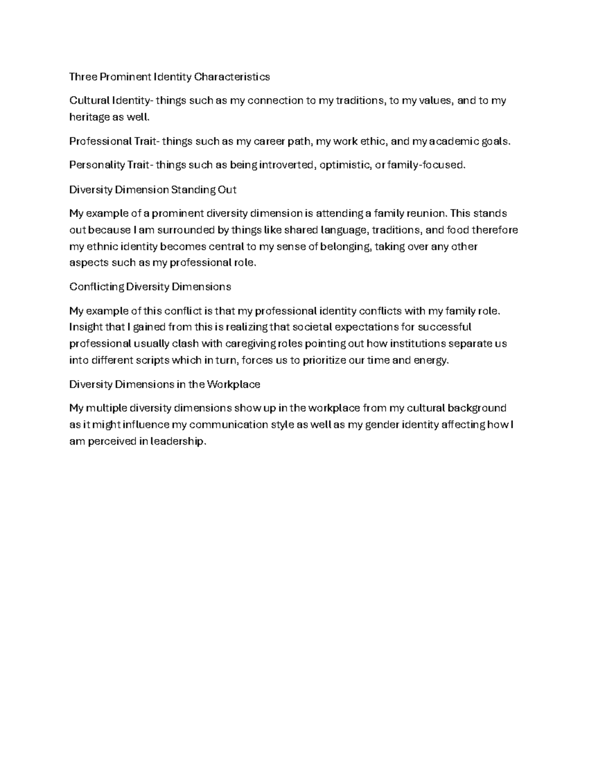 Diversity Dimensions and Identity: Discussion Notes (Doc 47) - Studocu