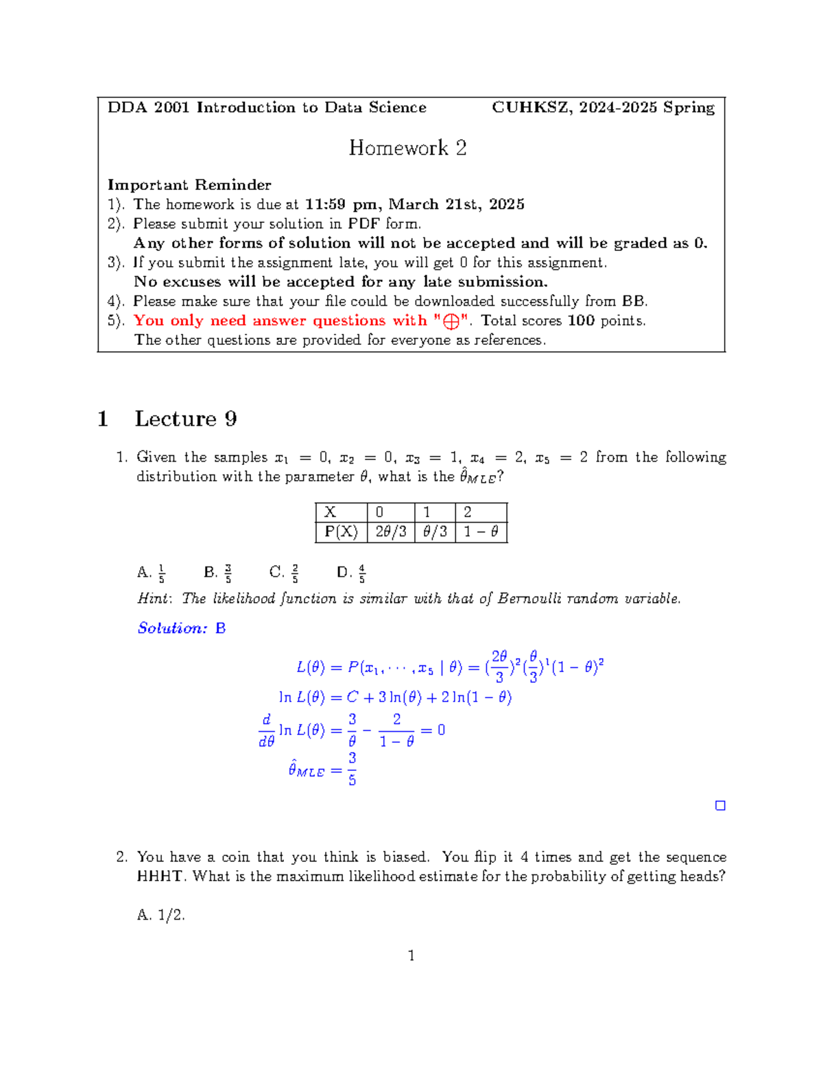 DDA 2001 Data Science CUHKSZ Spring Homework 2 Submission Guidelines ...