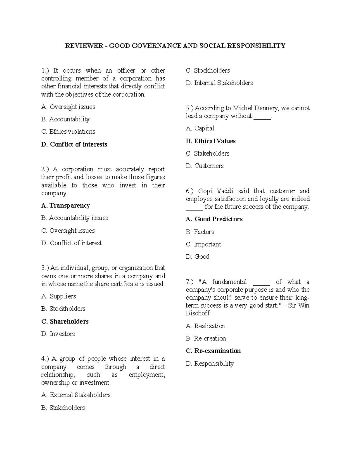 Reviewer - GOOD Governance AND Social Responsibility - REVIEWER - GOOD ...
