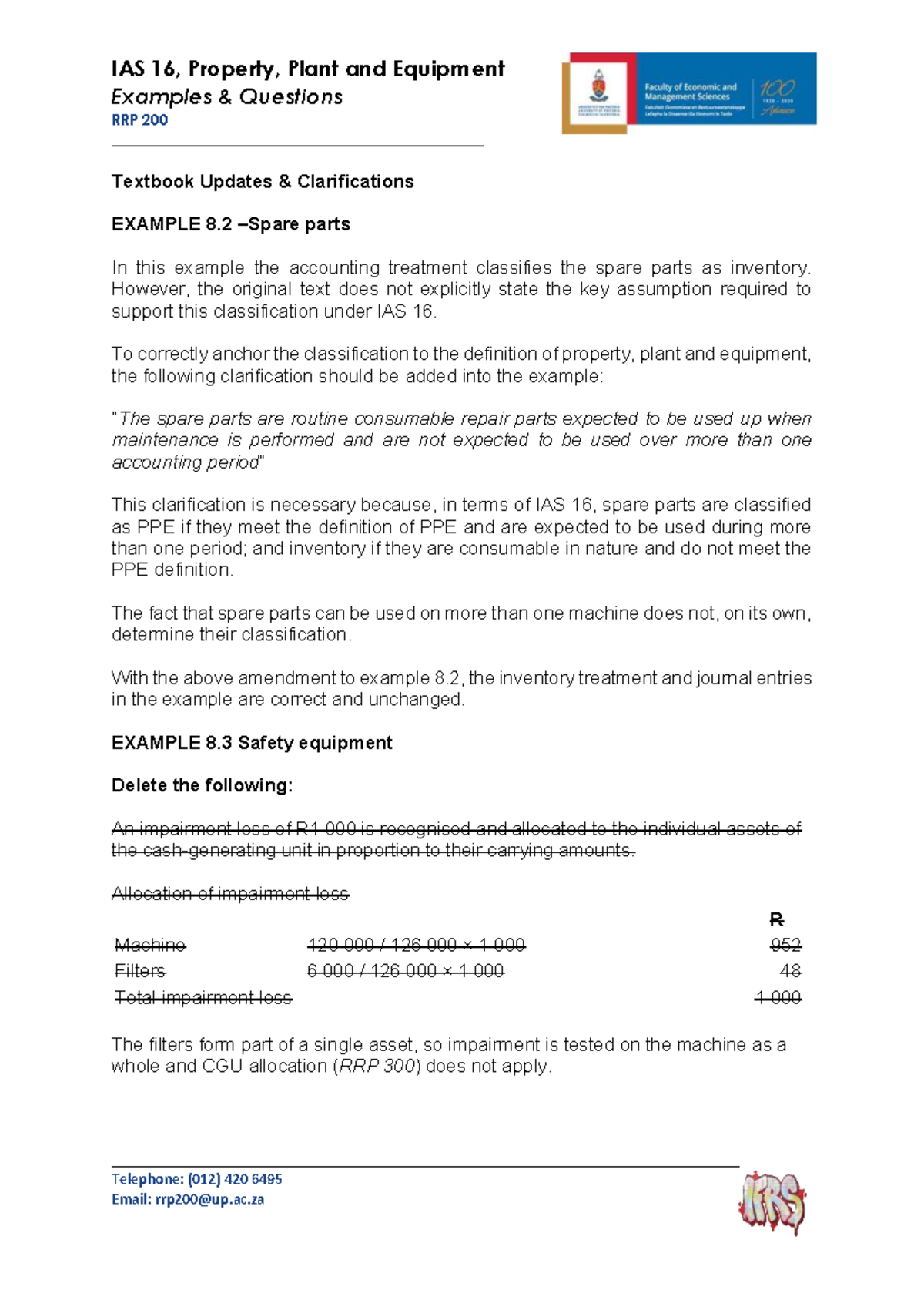 IAS 16: Property, Plant and Equipment - Examples & Clarifications - Studocu