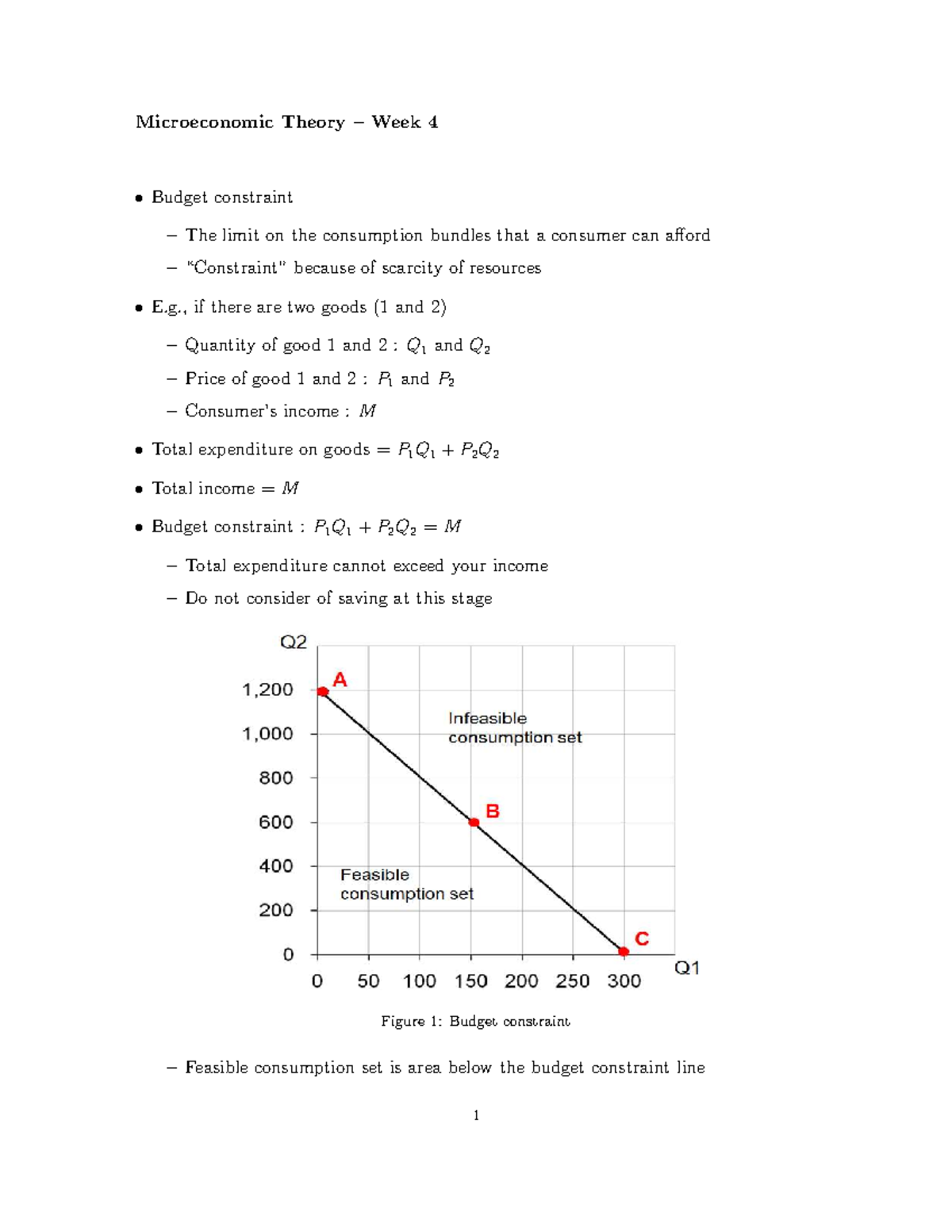 Microeconomic Theory - Week 4: Budget Constraints and Utility - Studocu