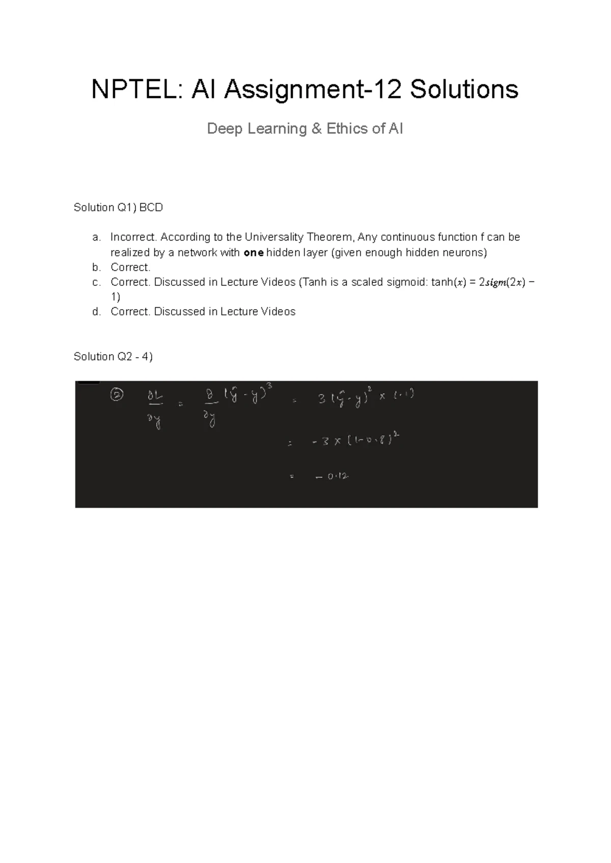 Deep Learning (NPTEL) Week 12: Assignment 12 Overview - Studocu