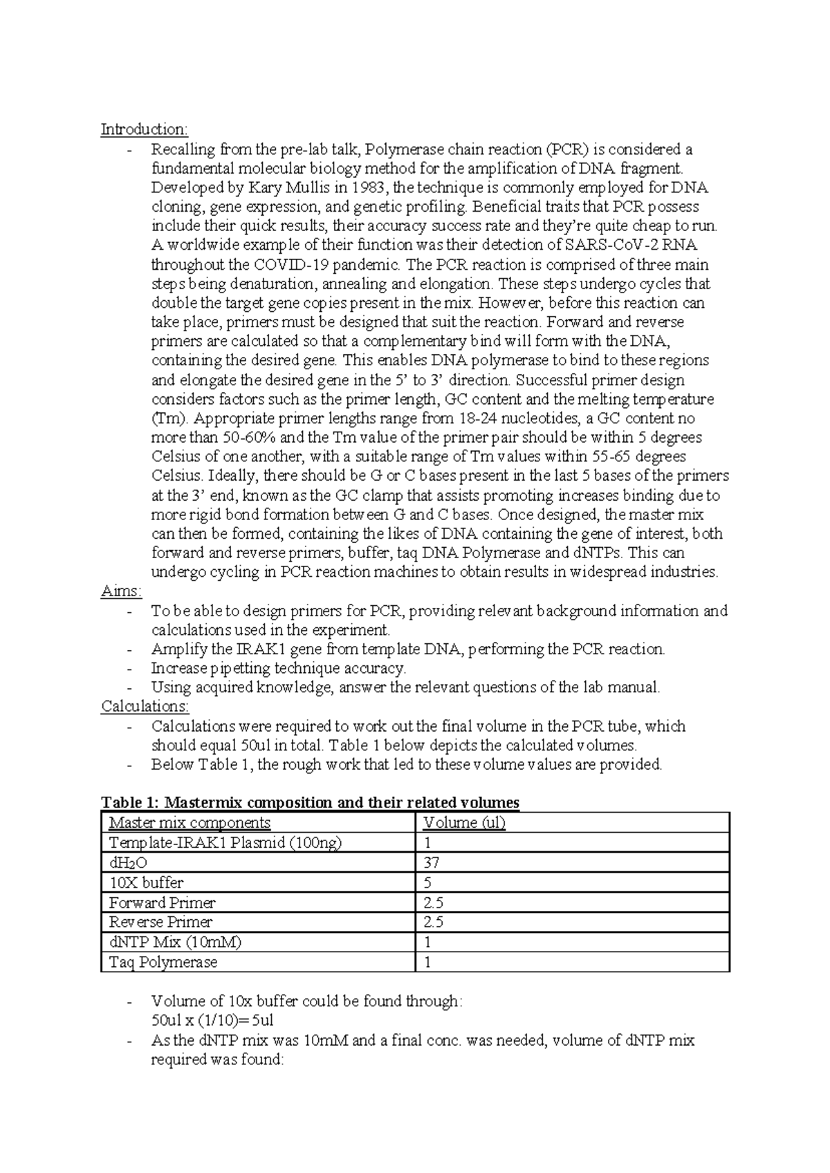 Bi309 P2 - Practical: Primer Design & PCR Amplification Techniques ...