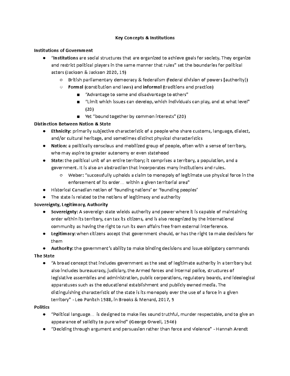 #1 - Key Concepts & Institutions in Government and Politics - Studocu