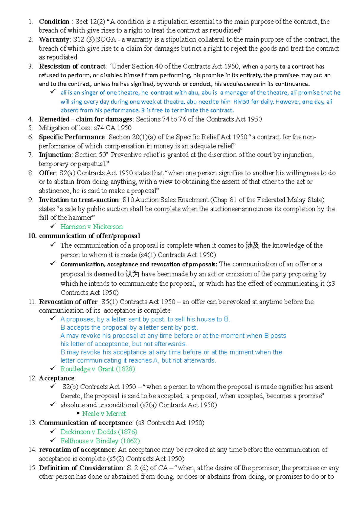 Midterm Notes for Law 101: Contracts and Legal Principles - Studocu