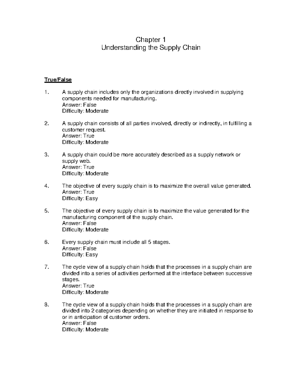 Chapter 1 - Understanding Supply Chain Concepts (4th Ed.) - Studocu