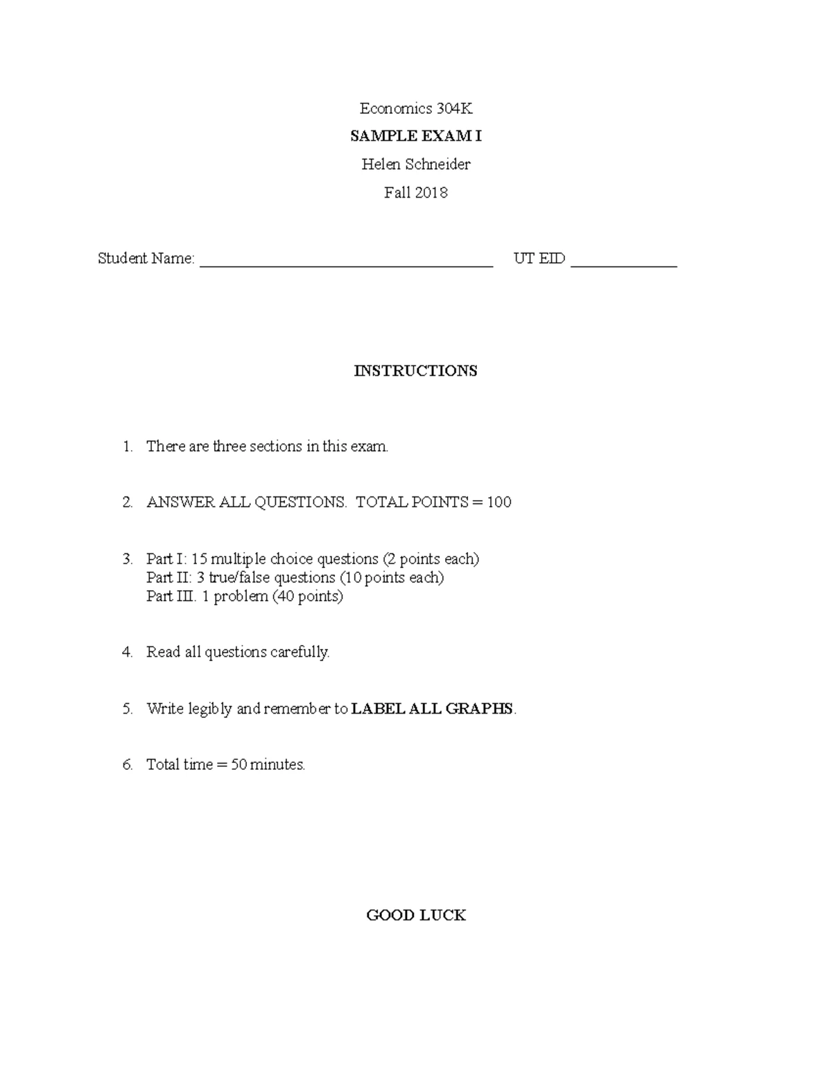 Review Sheet for ECON 2302: Key Concepts and Elasticity Principles ...