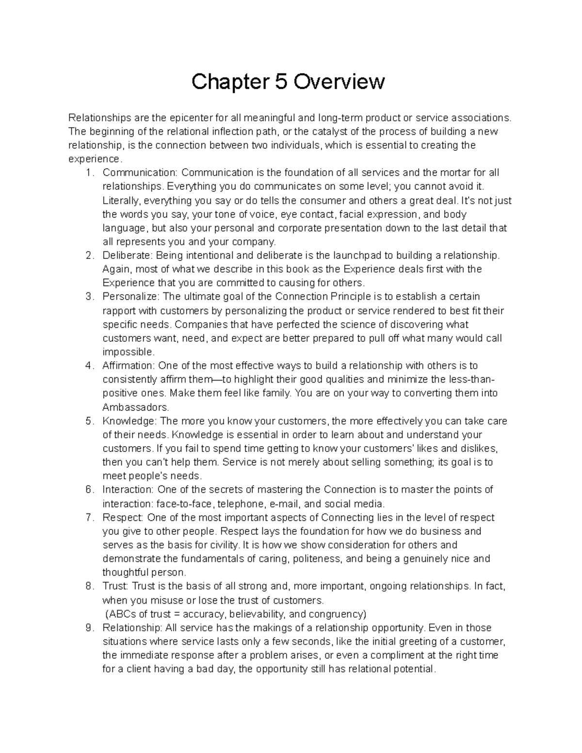 Chapter 5 Summary - Chapter 5 Overview Relationships are the epicenter ...