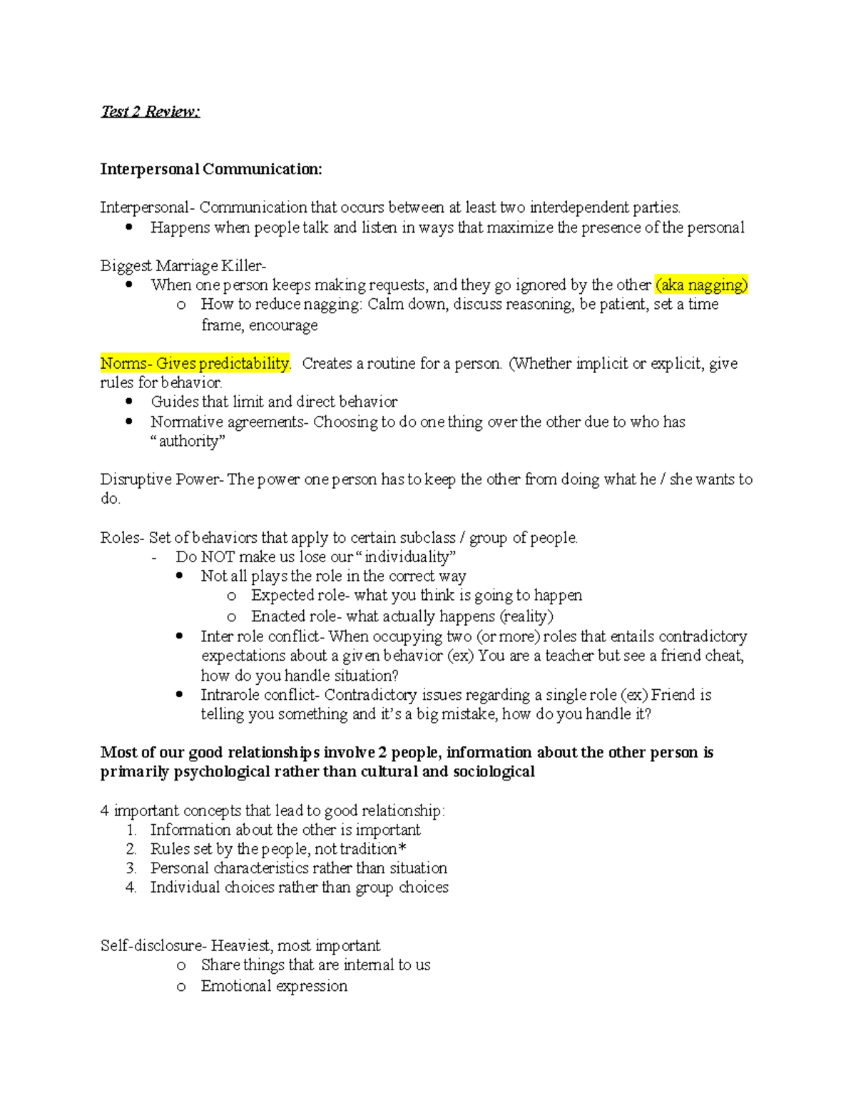 Test 2 Review: Overview of Interpersonal Communication Concepts - Studocu