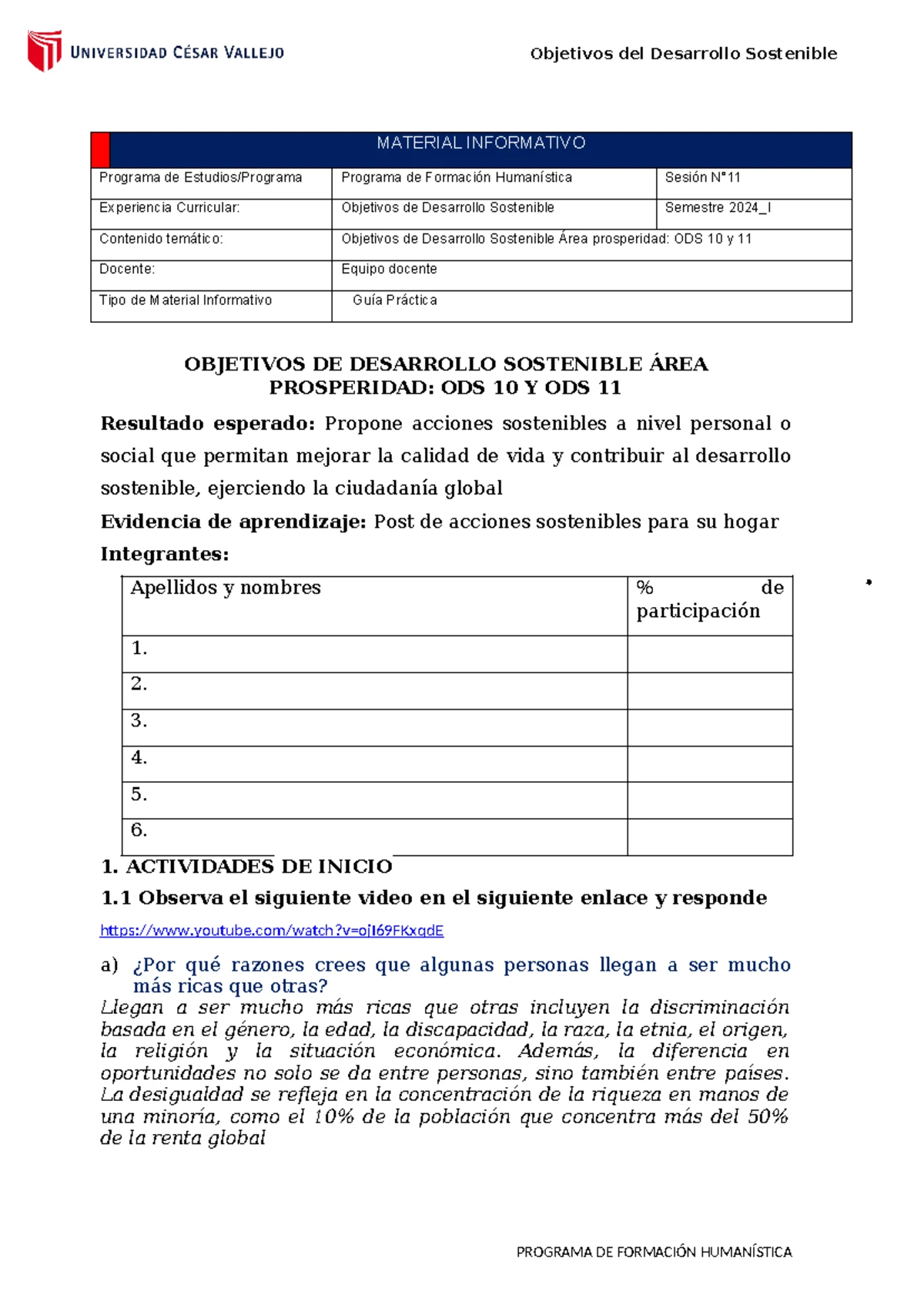Guía Práctica ODS 1 y 2: Fin de la Pobreza y Hambre Cero - Semana 4 ...
