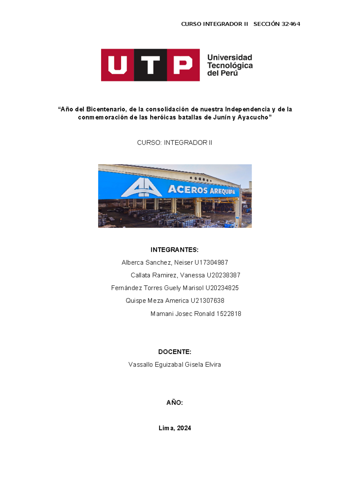 Tarea Académica 1 - Análisis Financiero de Aceros Arequipa S.A. - CI II - Document Preview