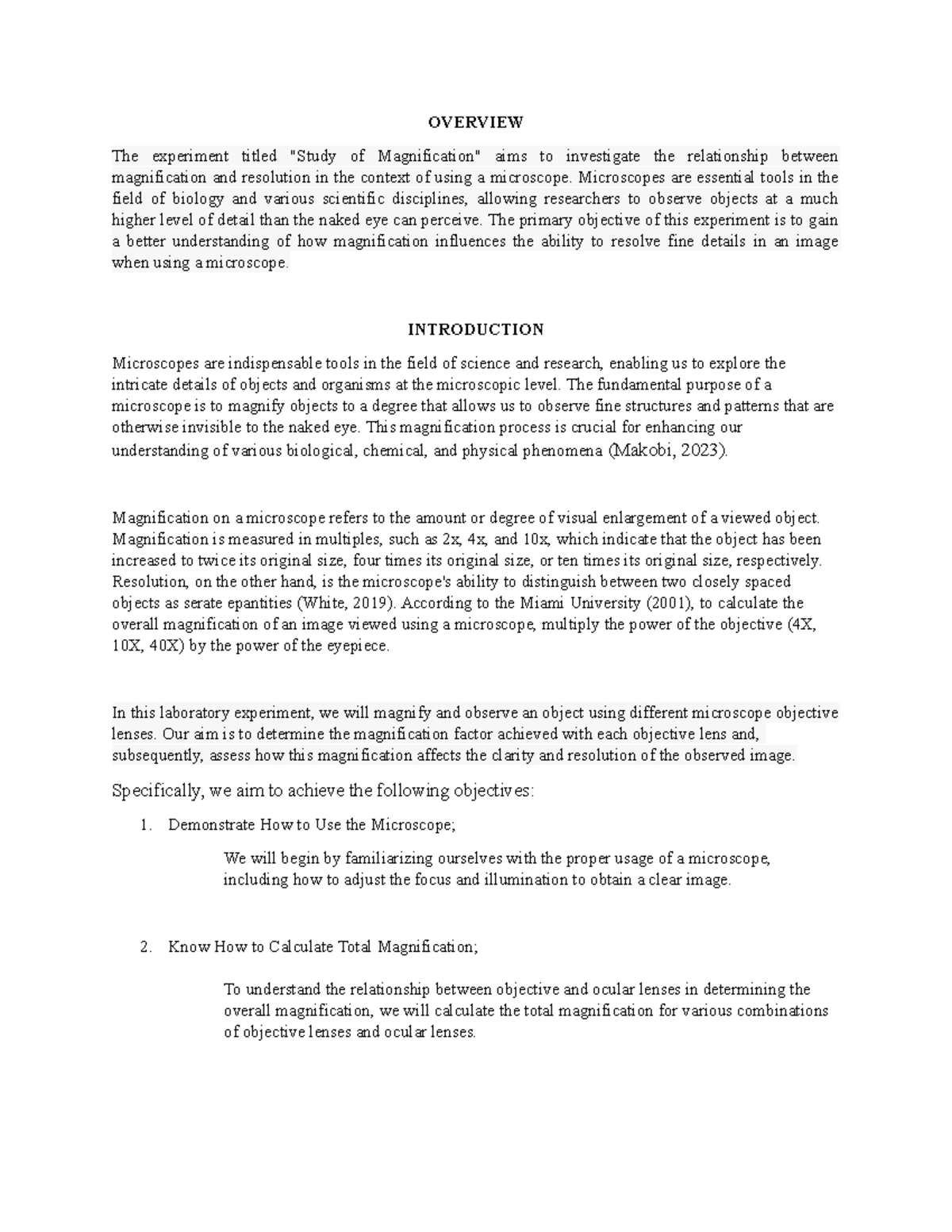 LAB Report: Investigating Magnification and Resolution in Microscopy ...