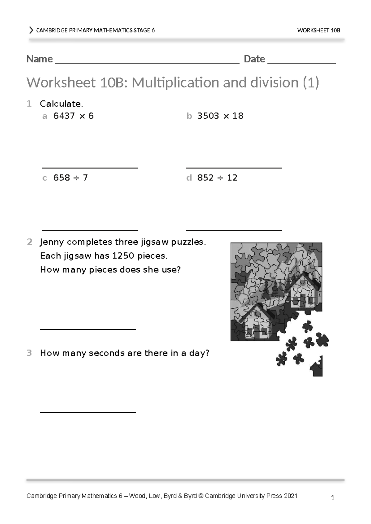 CAMBRIDGE PRIMARY MATHS 6: WORKSHEET 10B - MULTIPLICATION & DIVISION ...