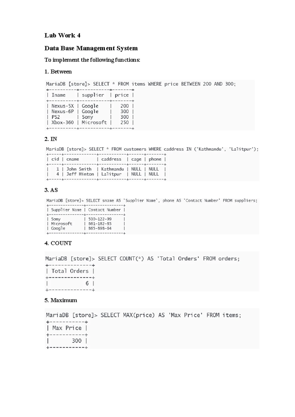 Lab work3 - lab - Database management system - Lab Work 3 Data Base ...