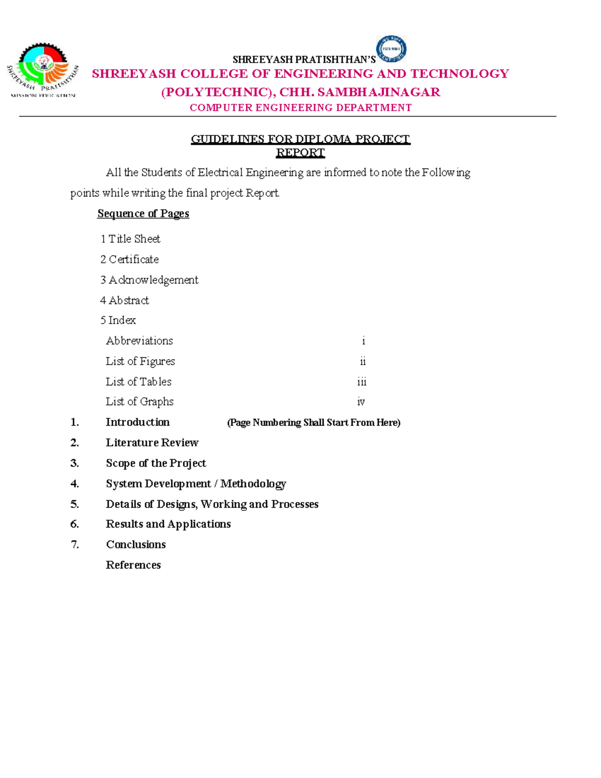 Diploma Project Report Guidelines for CE 2023 - Final Year - Studocu