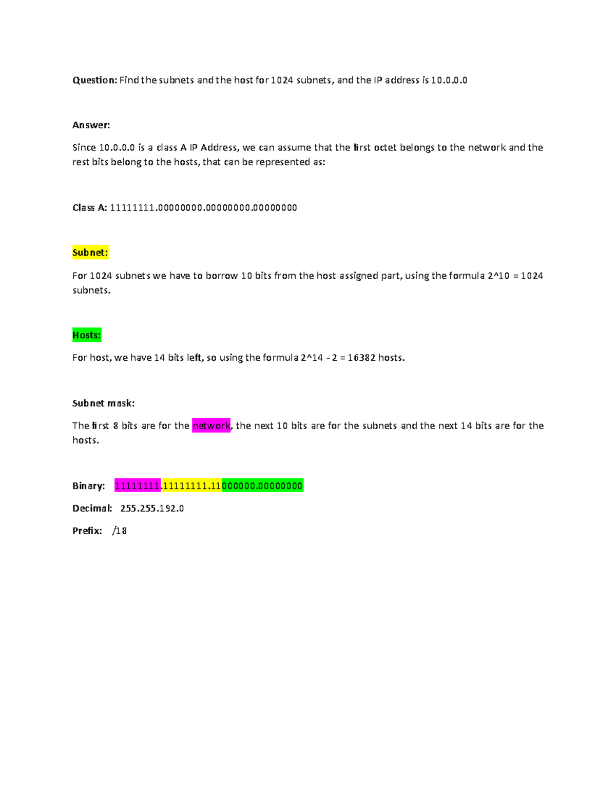 Take@Home Subnetting - CNET Assignment - Question: Find the subnets and ...