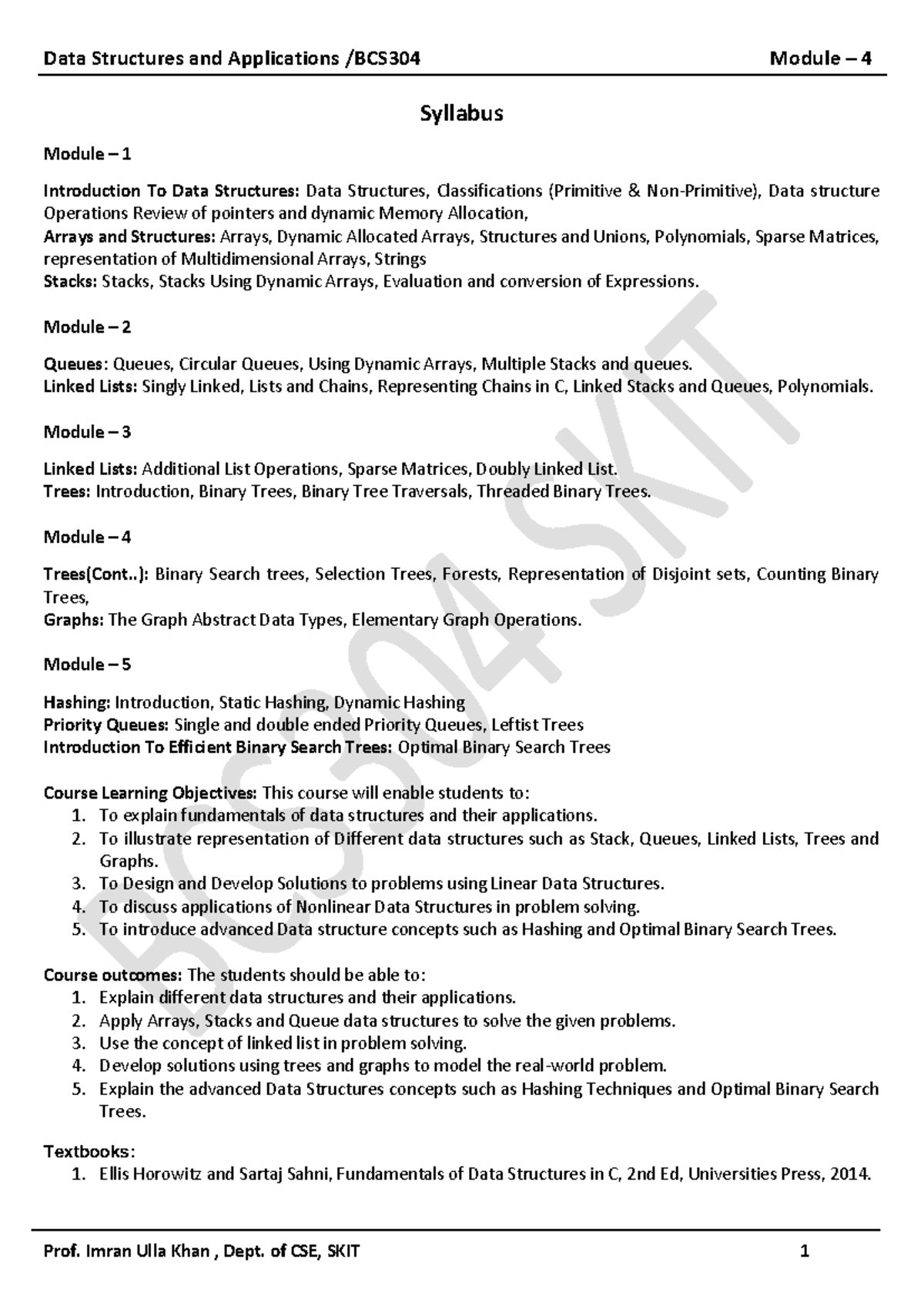 Data Structures and Applications Module 4 Notes - Studocu