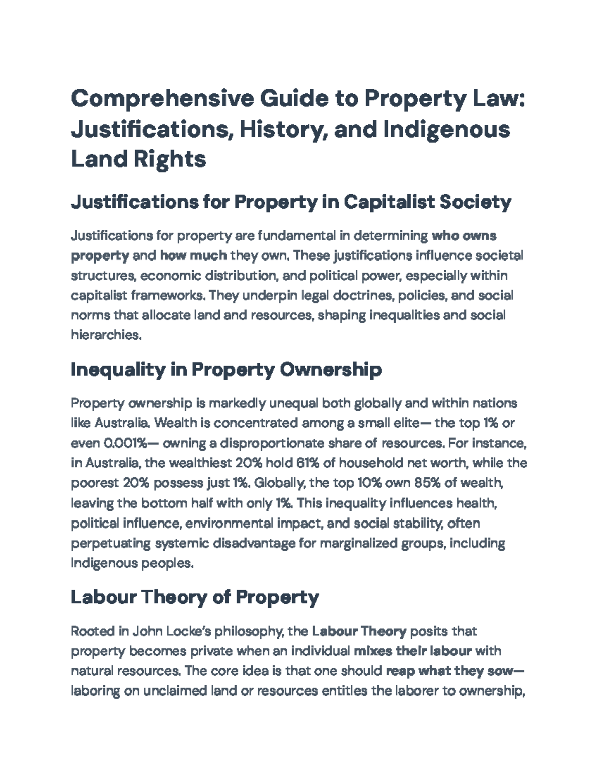 Comprehensive Guide to Property Law (LAW101): Indigenous Rights & Land ...
