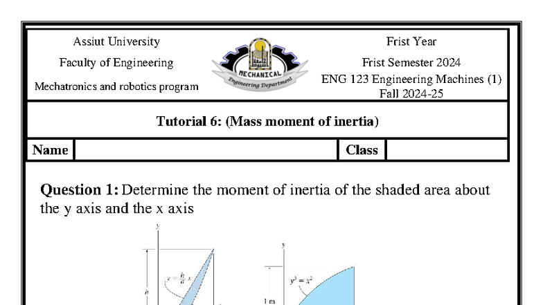 ENG 123 Tutorial 6: Mass Moment of Inertia Solutions - Studocu