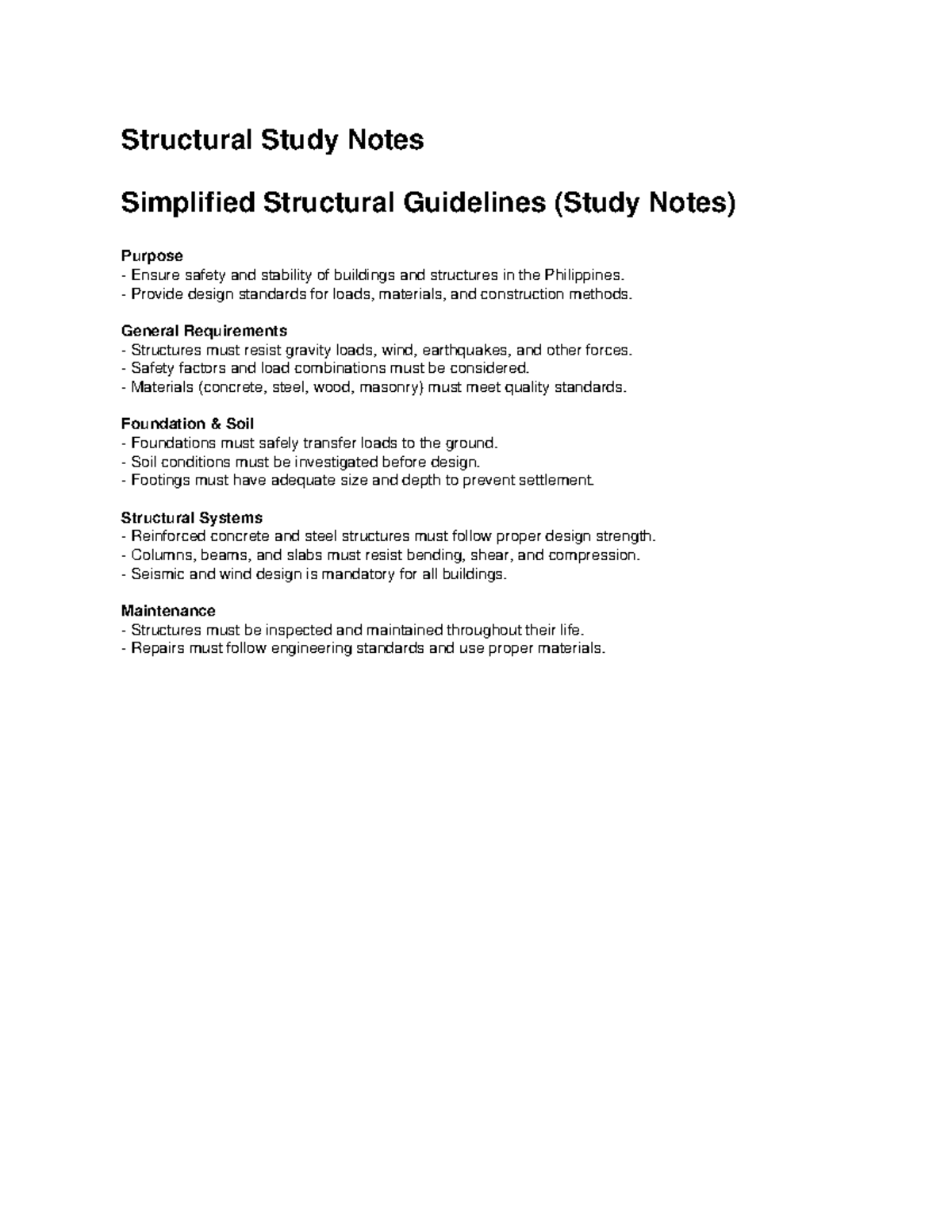 Structural Study Notes: Simplified Guidelines for Safety & Stability ...