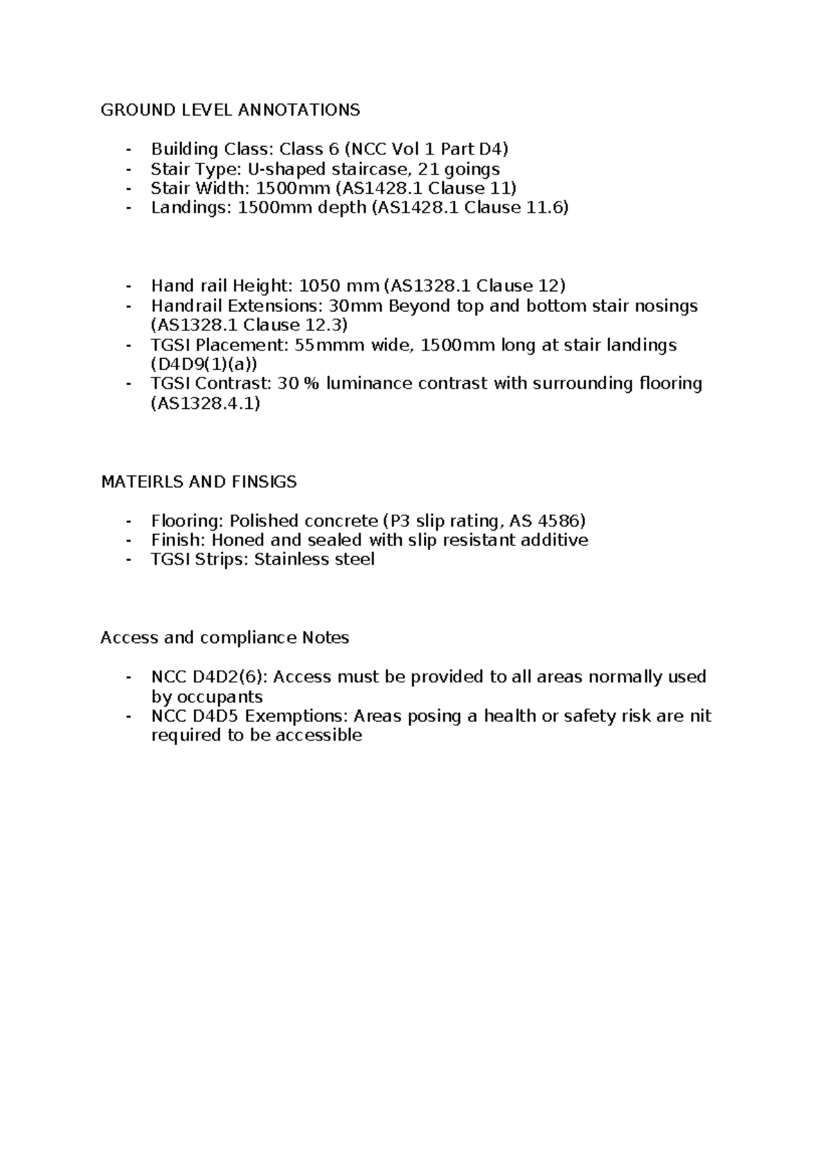 ABB211 Revit Notes: Ground Level Annotations for Class 6 Compliance ...