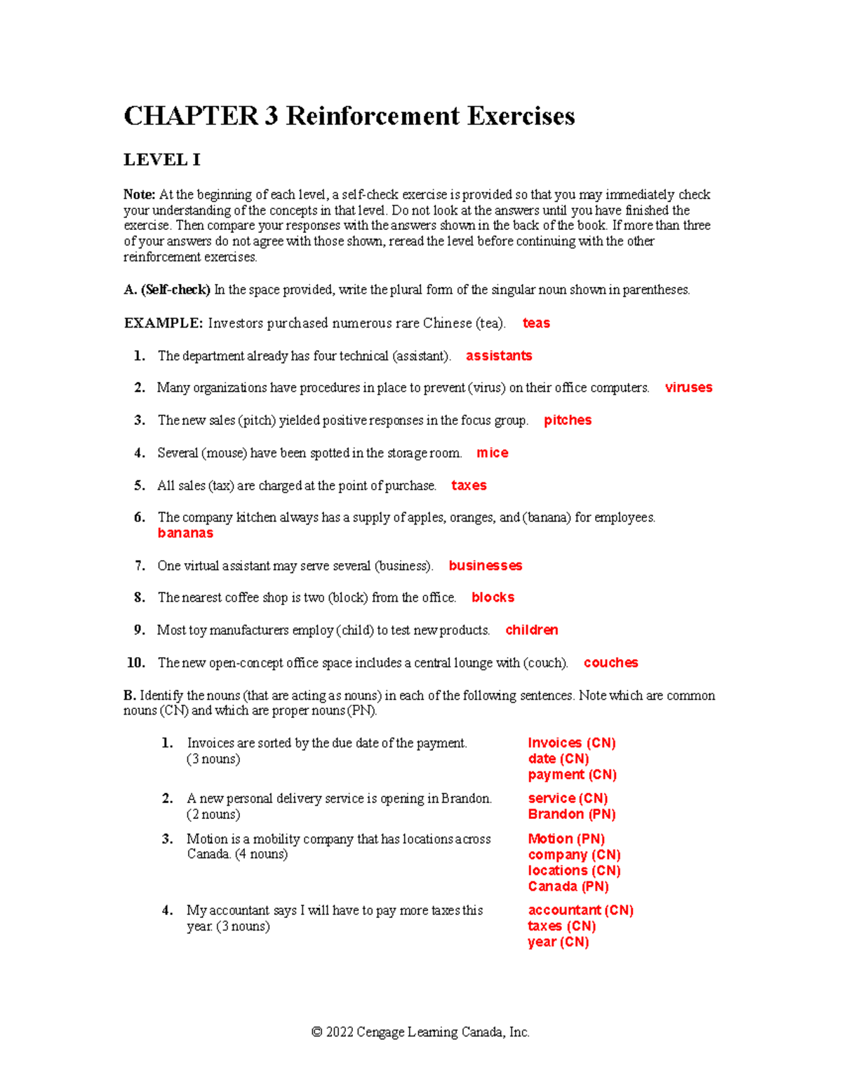 IG C03 Guffey CBE8e - CHAPTER 3 Reinforcement Exercises LEVEL I Note ...