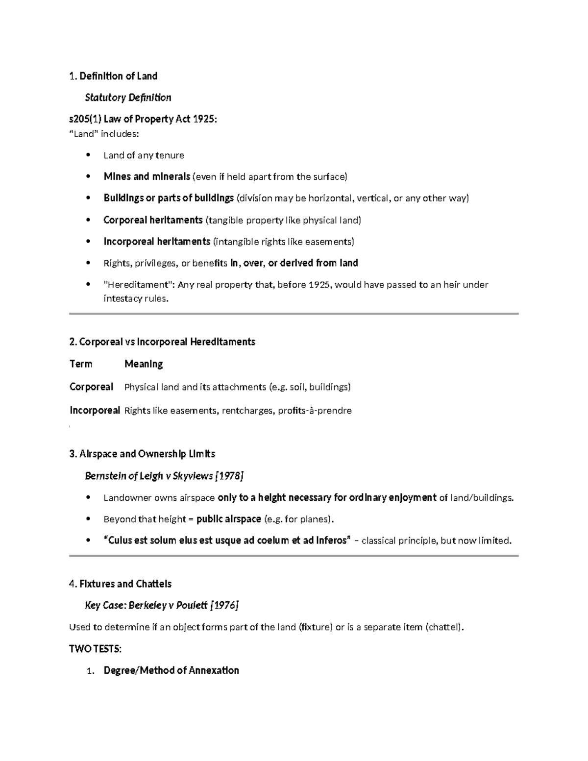 Law of Property Act 1925: Key Concepts and Definitions Notes - Studocu