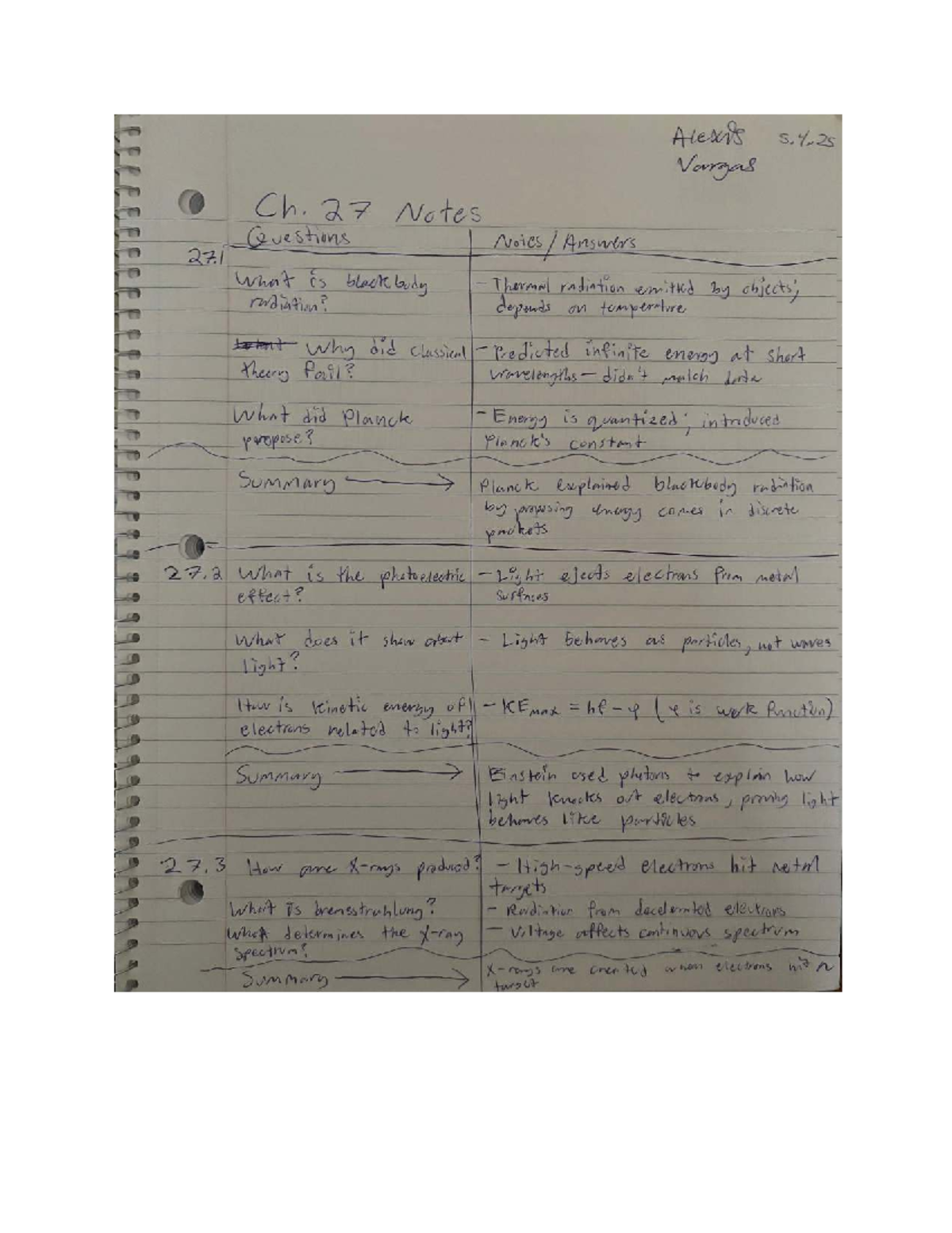 Ch 27 - It's just notes for chapter 27.1, .2, .3, .4, and .6 - Alexis 5 ...