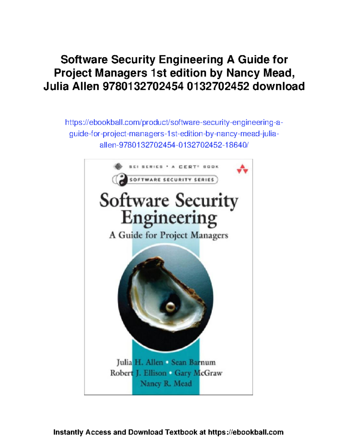 Software Security Engineering: A Guide for Project Managers (1st Ed ...