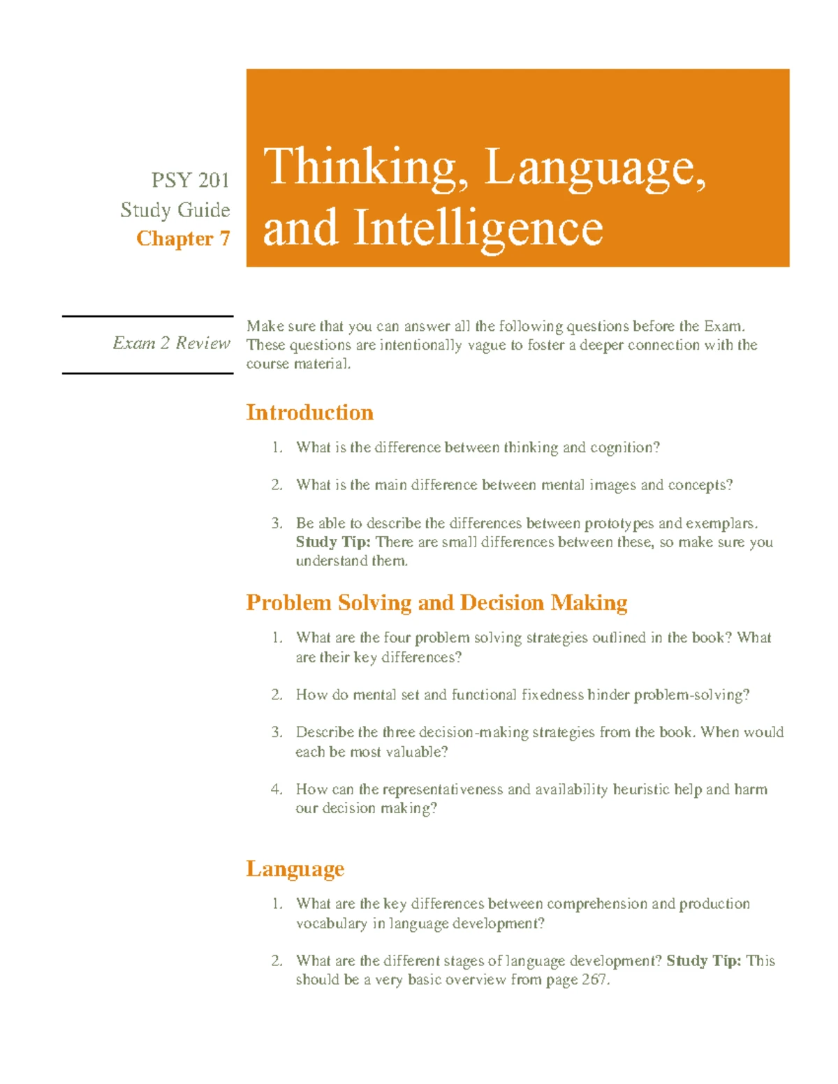 PSY 201 Chapter 2 Study Guide: Neuroscience & Behavior for Exam 1 - Studocu
