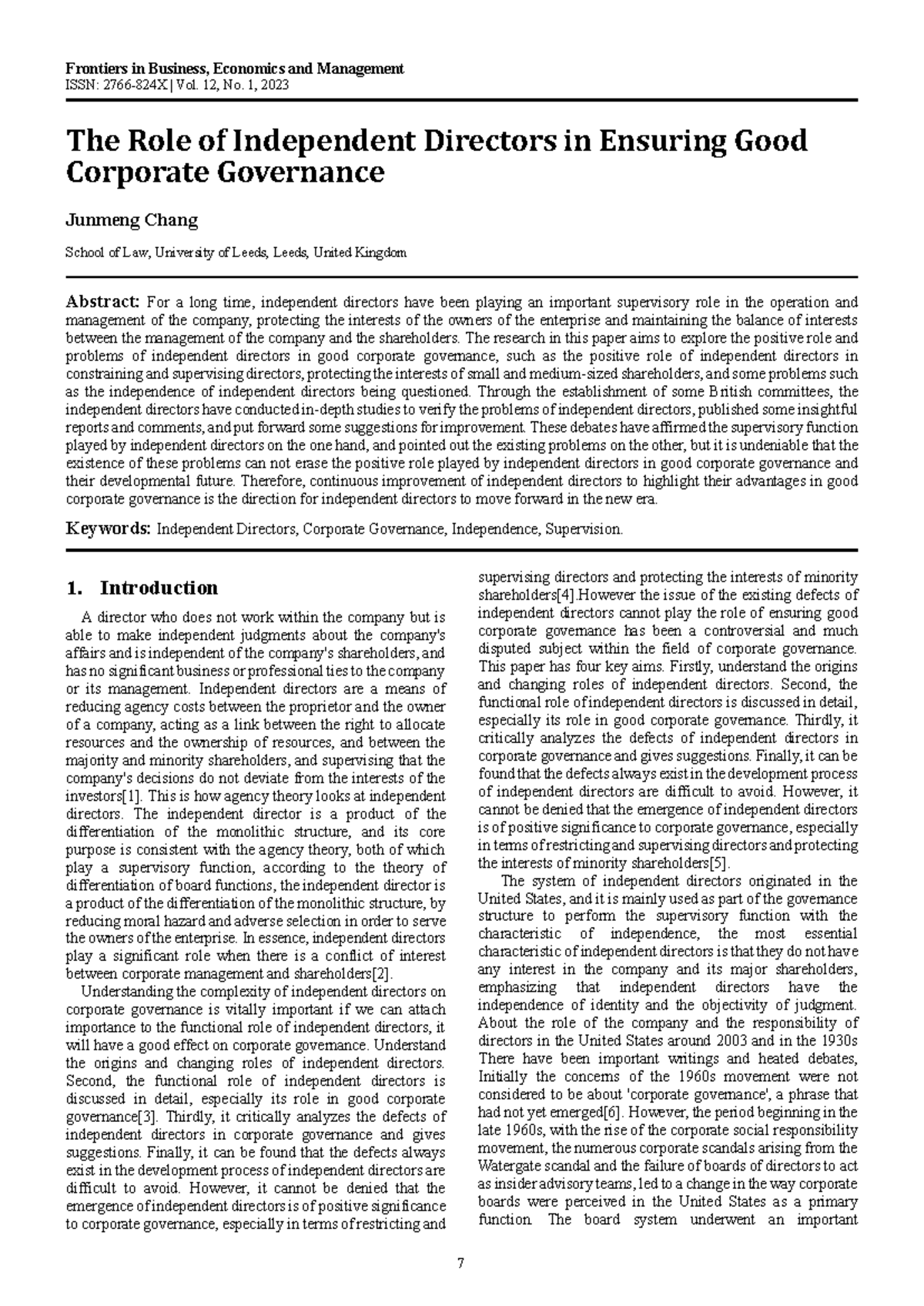 The Role of Independent Directors in Corporate Governance (BUS 101 ...