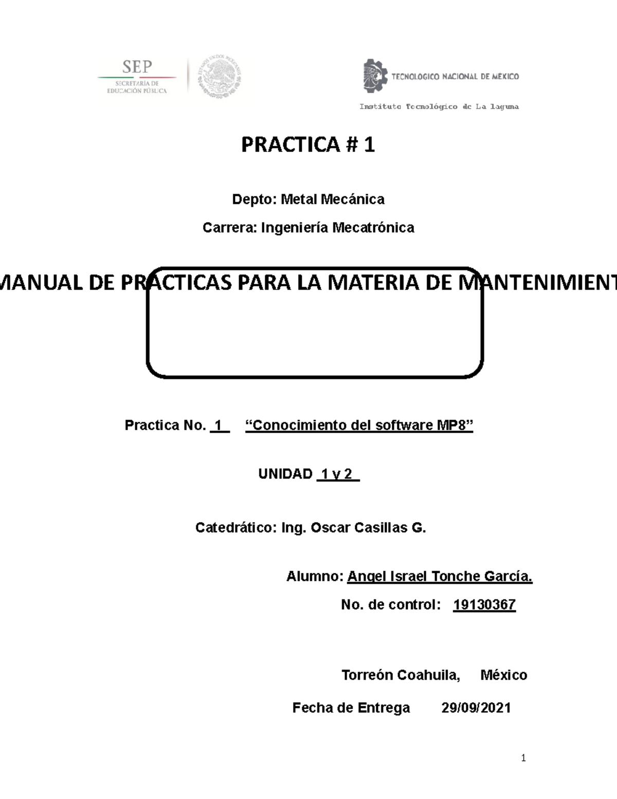 Manual de Practicas Mantto AD2021 - Mantenimiento - ITL - Studocu