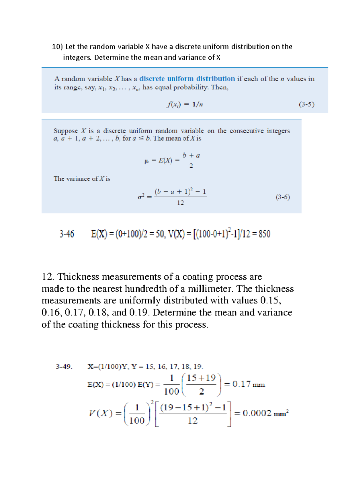 Unit 1 QT - Lecture notes 1 - Let the random variable X have a discrete ...