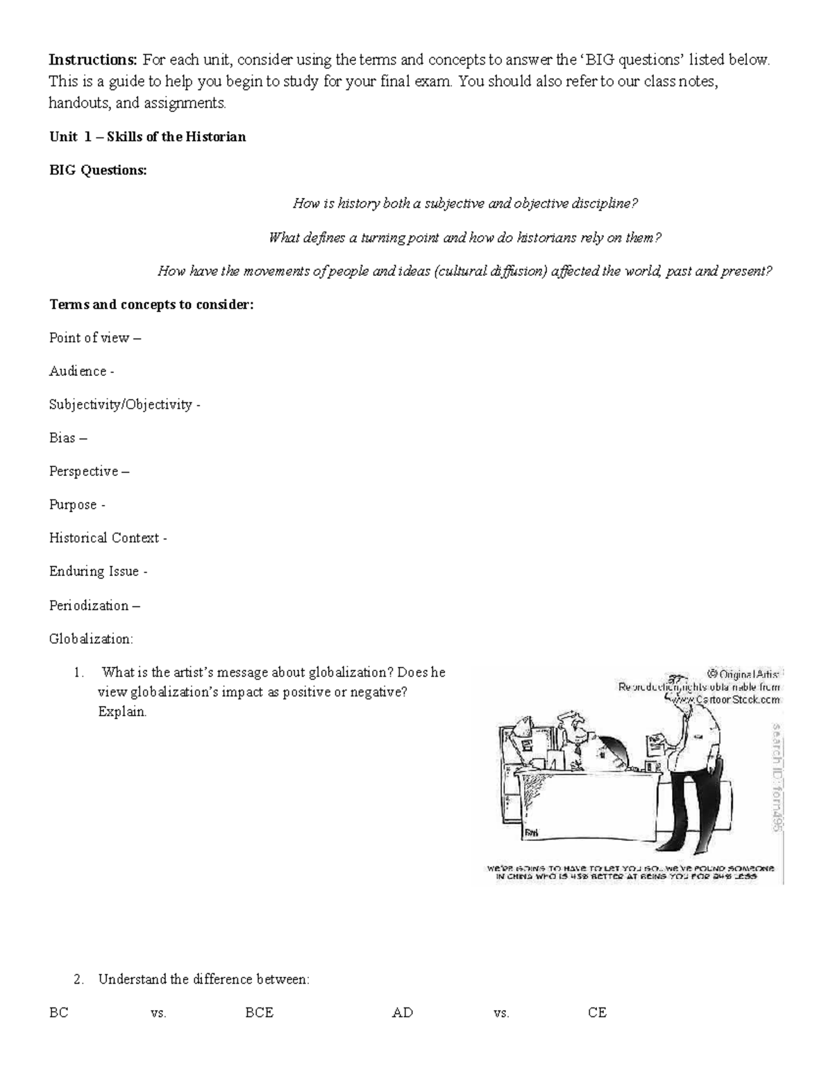 2024 9th Grade History Final Exam Study Guide: Key Concepts & Questions ...