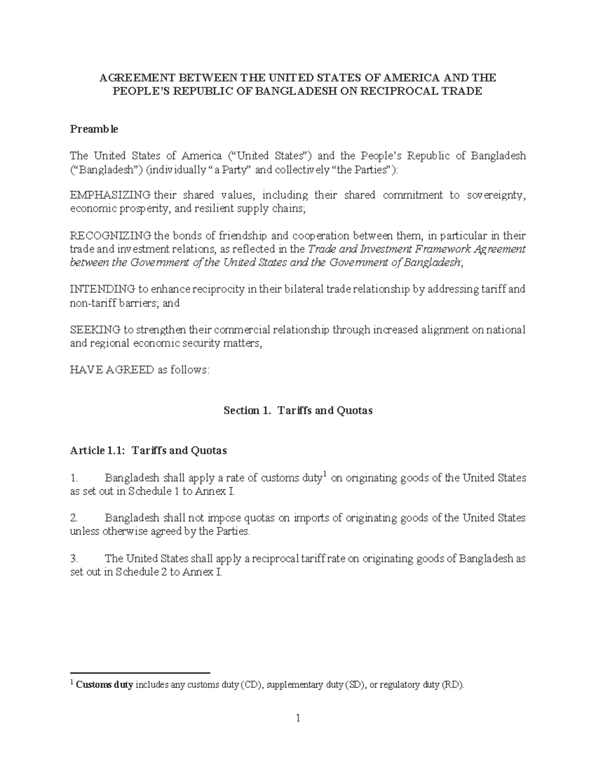 U.S.-Bangladesh Reciprocal Trade Agreement (Final) 09FEB2026 - Studocu