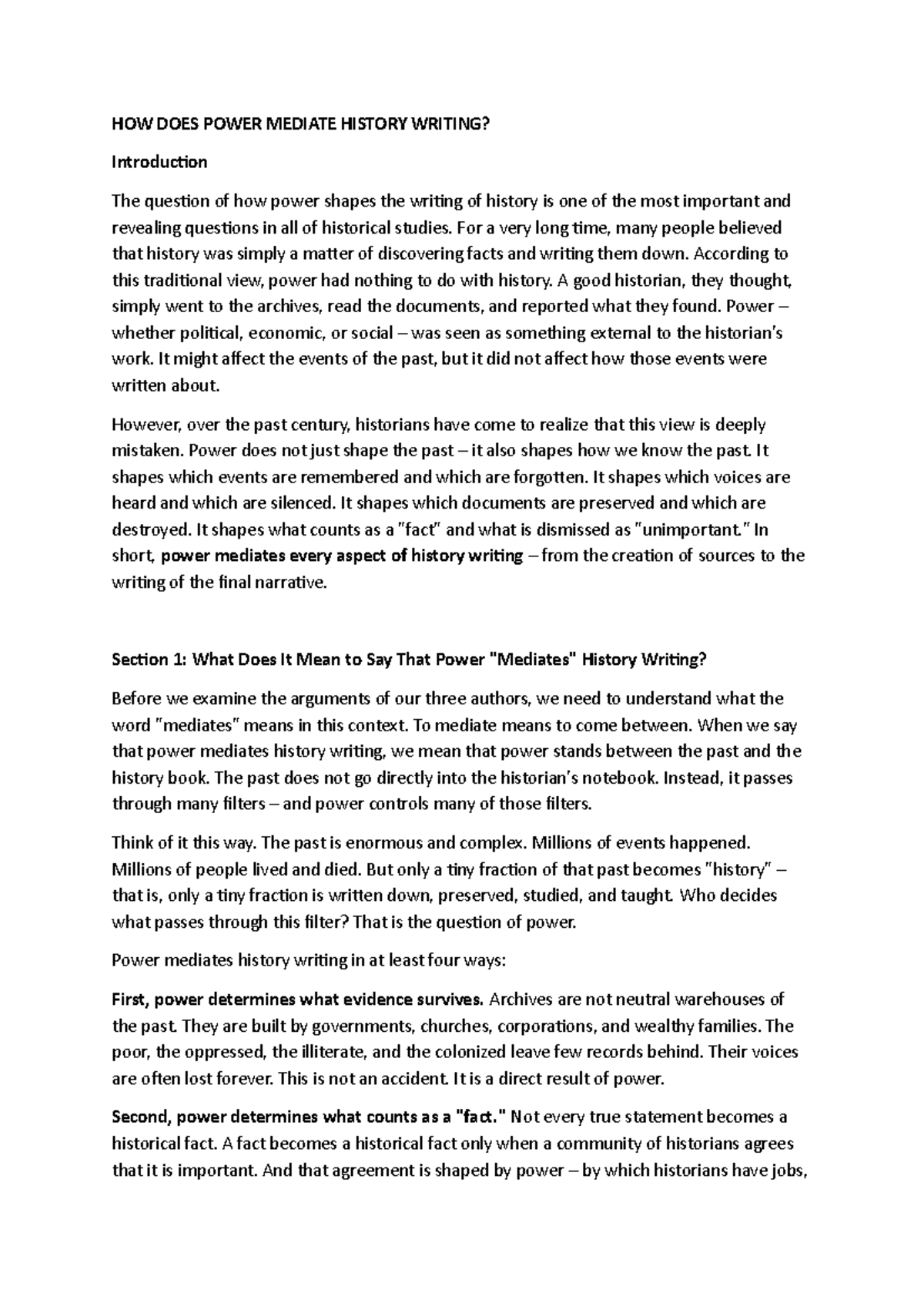 Power and History Writing: Understanding Mediation in Historical ...