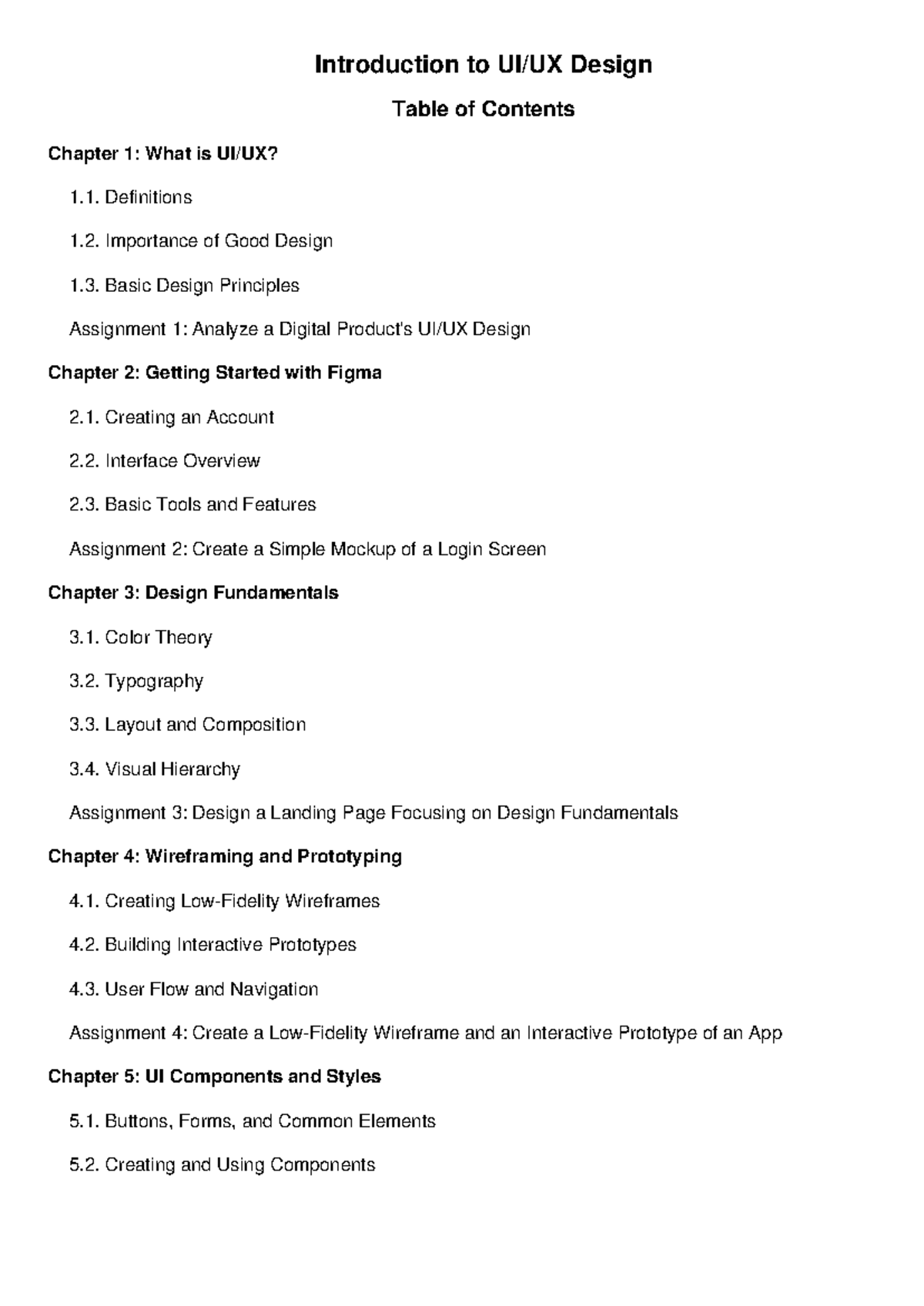 UI/UX Design Course Outline: Key Concepts & Assignments - Studocu