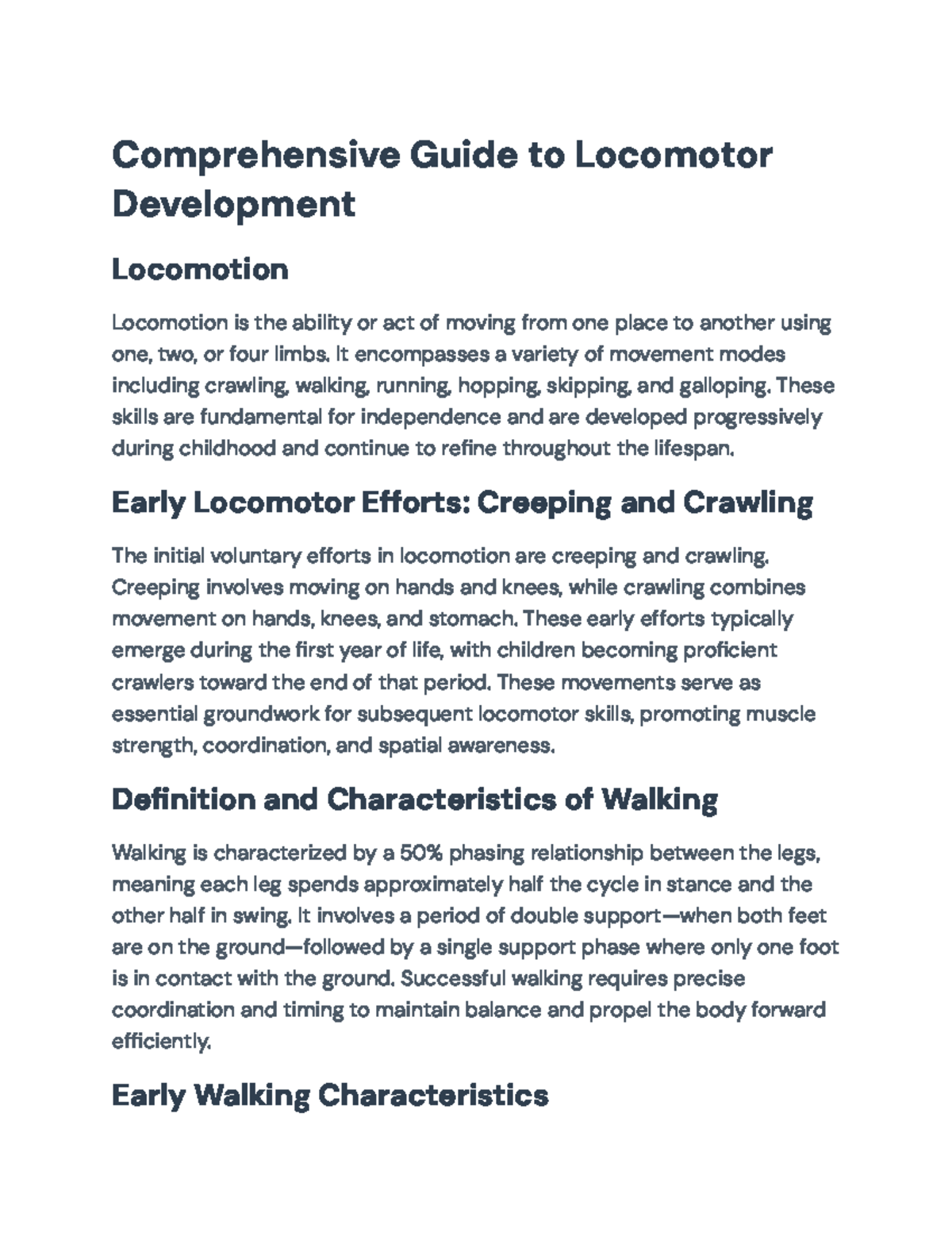 Comprehensive Guide to Locomotor Development in Children (KINE 101 ...
