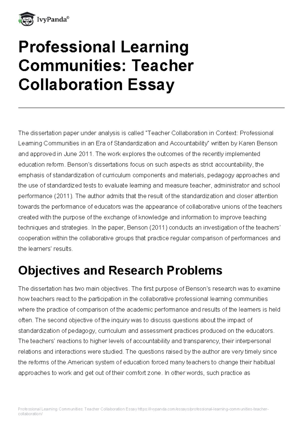 Professional Learning Communities (PLC) Essay: Teacher Collaboration ...